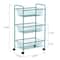 NEX™ Blue Large 3-Tier Rolling Basket Stand with Shelves & Wheels